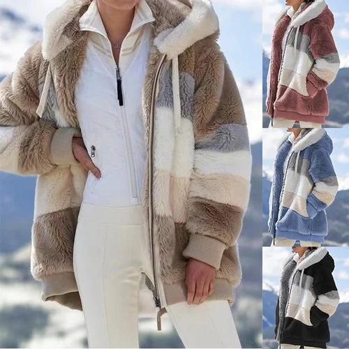 🔥BUY 2 FREE SHIPPING🔥Coat Warm Hooded Zip Up Fuzzy Winter Jacket with Pockets