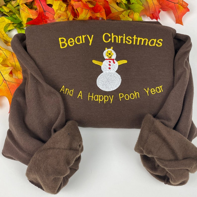 Christmas Sweatshirt Embroidered - Sweatshirts- Embroidered Sweatshirts - Christmas- Winnie The Pooh