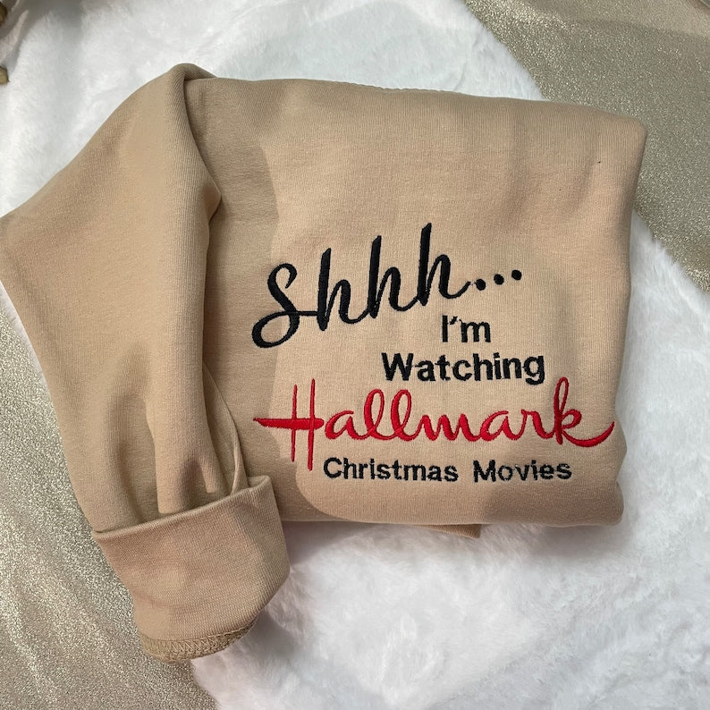 Hallmark Christmas Movies Embroidered Sweatshirt, Y2K Style Embroidered Crewneck, Christmas gifts - womens clothes - gifts for her - vintage