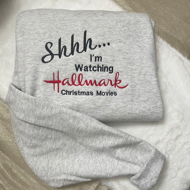 Hallmark Christmas Movies Embroidered Sweatshirt, Y2K Style Embroidered Crewneck, Christmas gifts - womens clothes - gifts for her - vintage