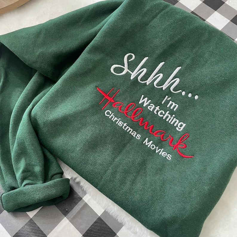 Hallmark Christmas Movies Embroidered Sweatshirt, Y2K Style Embroidered Crewneck, Christmas gifts - womens clothes - gifts for her - vintage