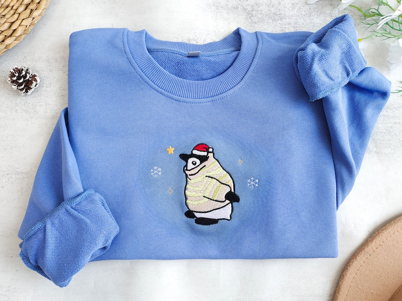 Embroidered Christmas Penguin Sweatshirt, Snowflake Hoodie,Penguin Christmas Sweater, Christmas Crewneck,Penguin Gift