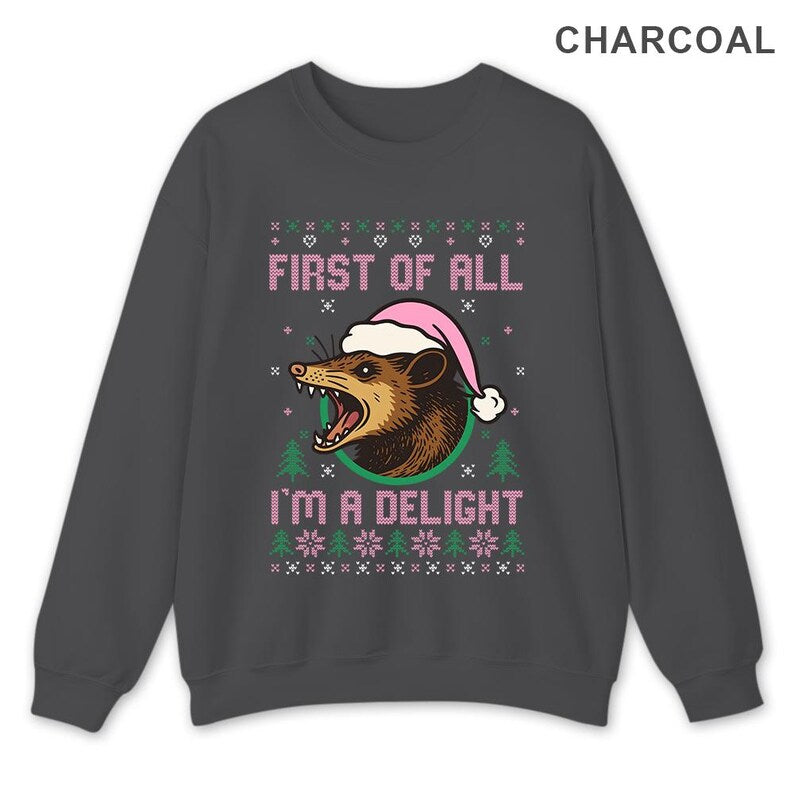Funny Opossum Christmas Sweatshirt: Delight Santa Holiday Party Outfit