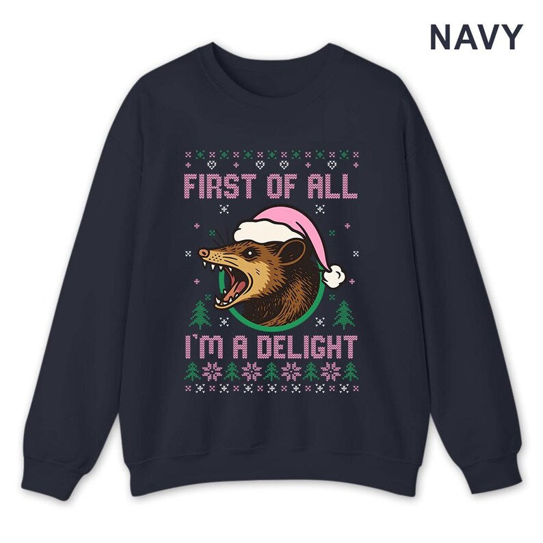 Funny Opossum Christmas Sweatshirt: Delight Santa Holiday Party Outfit