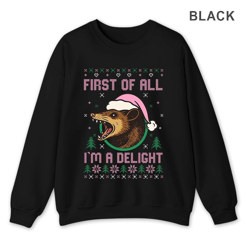 Funny Opossum Christmas Sweatshirt: Delight Santa Holiday Party Outfit