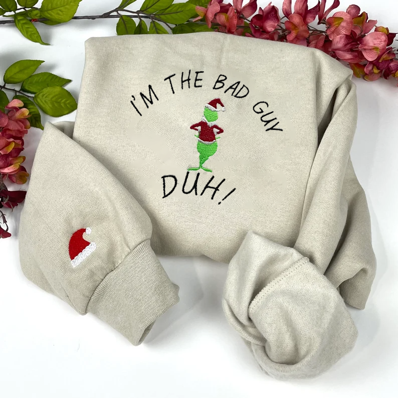 Grinchmas I’m The Bad Guy Embroidered Shirt