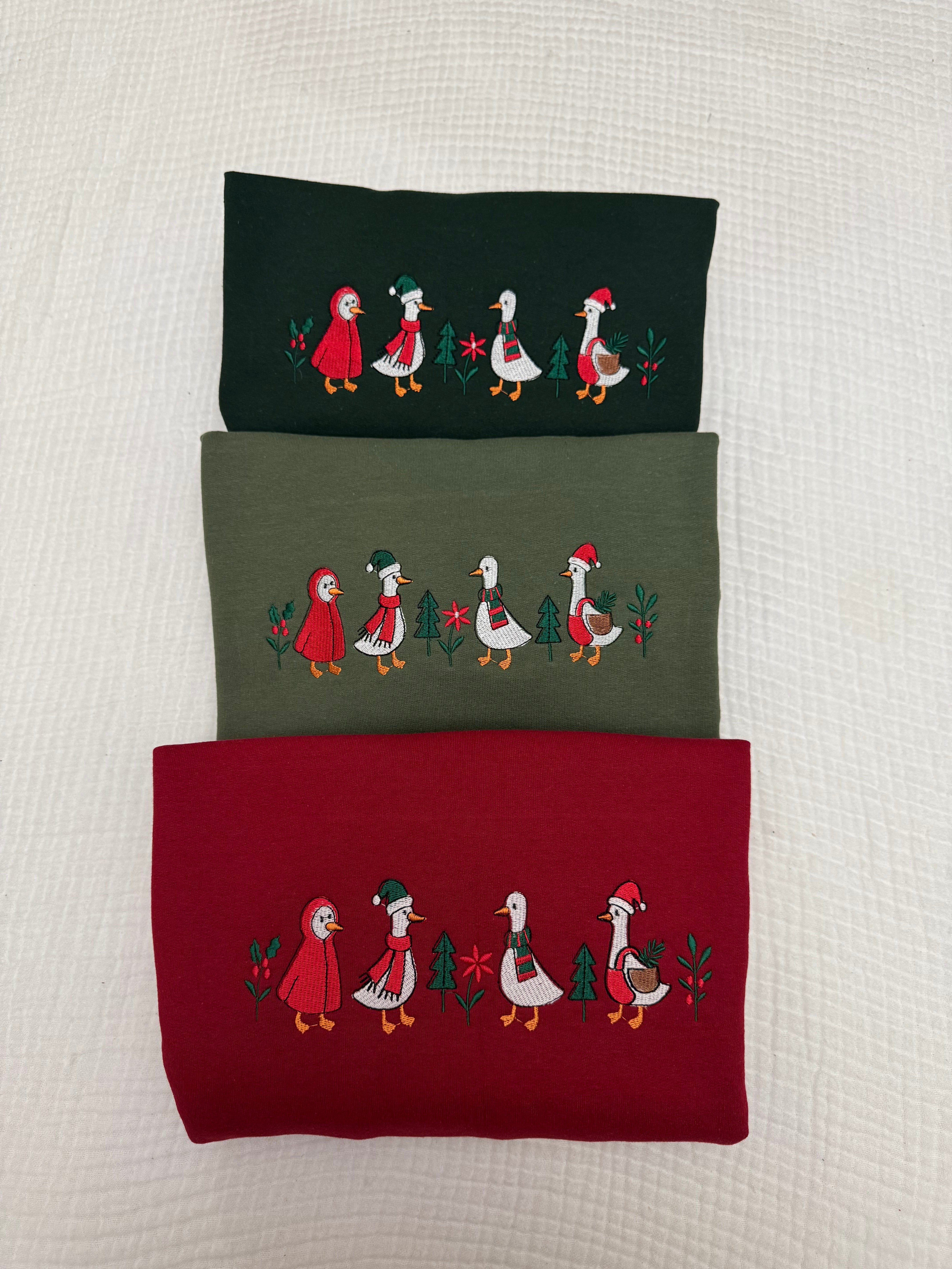 Christmas Goose embroidered sweatshirt, Christmas sweatshirt