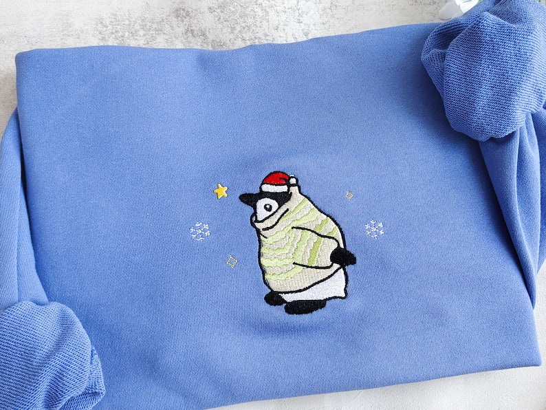 Embroidered Christmas Penguin Sweatshirt,  Snowflake Hoodie,Penguin Christmas Sweater, Christmas Crewneck,Penguin Gift