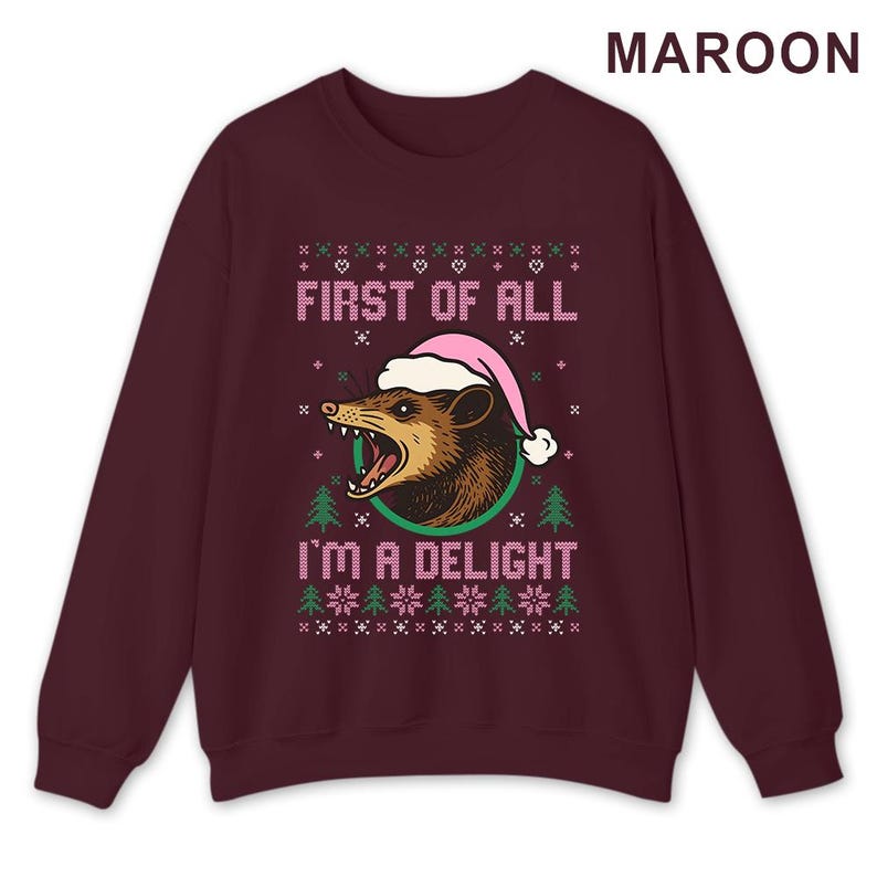 Funny Opossum Christmas Sweatshirt: Delight Santa Holiday Party Outfit