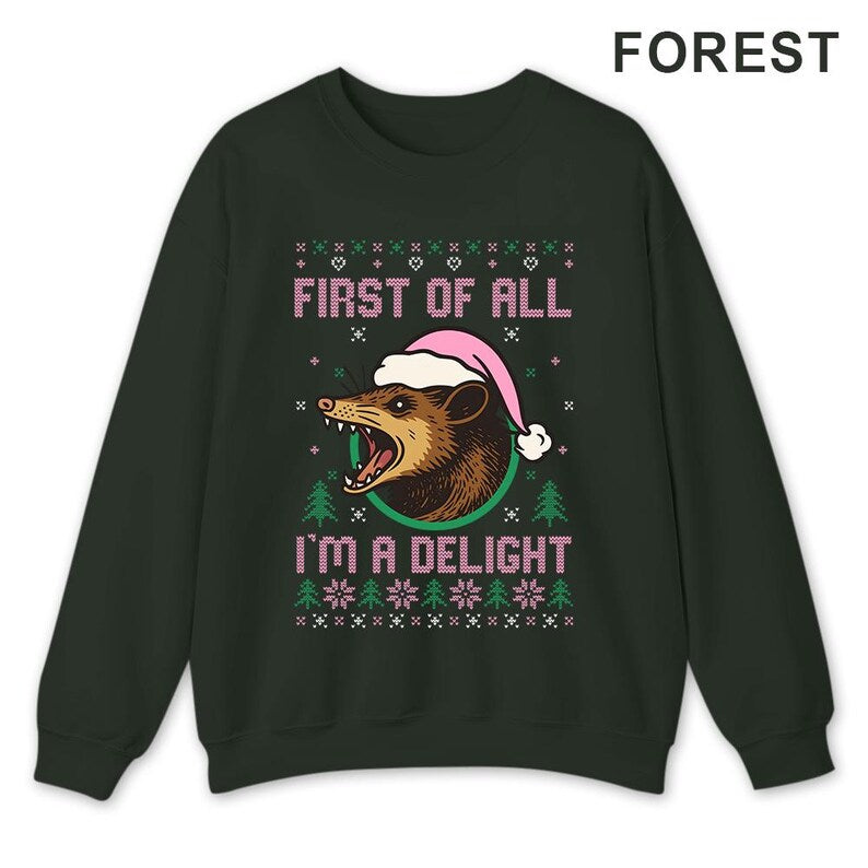Funny Opossum Christmas Sweatshirt: Delight Santa Holiday Party Outfit