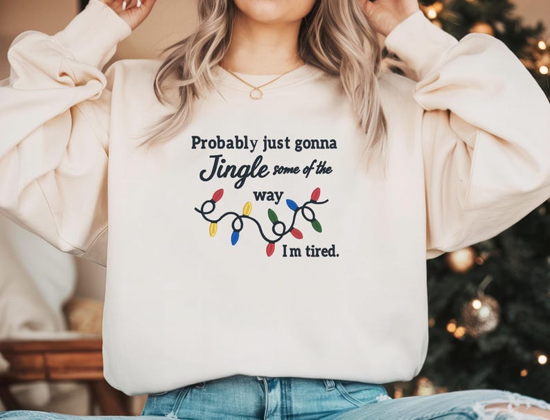 Embroidered Funny Christmas Sweatshirt, Embroidered Christmas Crewneck Sweatshirt, Embroidered Jingle Bells Christmas, Custom Xmas Gift