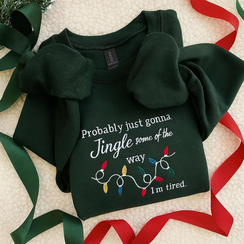 Embroidered Funny Christmas Sweatshirt, Embroidered Christmas Crewneck Sweatshirt, Embroidered Jingle Bells Christmas, Custom Xmas Gift
